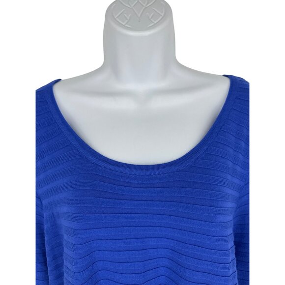 Lane Bryant Womens Blue Ribbed 3/4 Sleeve Top Keyhole Back Sweater Size 18/20 - Picture 2 of 10